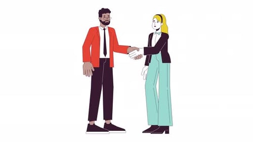 Animated Flat Design Business Handshake Illustration