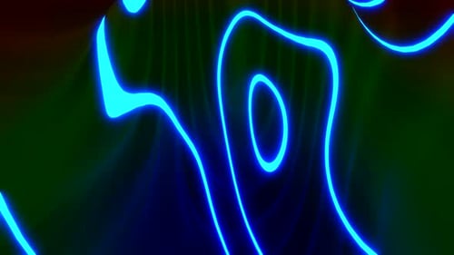 Tunnel with blue wave traffic, neon lines, high speed. Vj loop background.