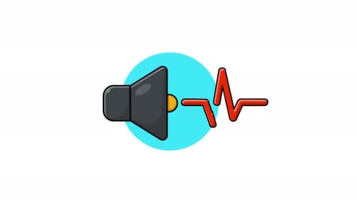 Flat Design Speaker Icon with Animated Sound Waves