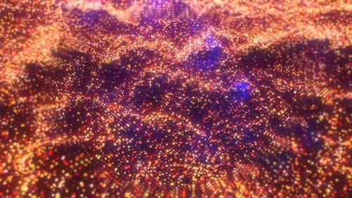 Yellow orange waves from energy particles magical glowing