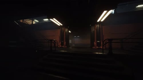 Empty Corridor with Reflective Wall