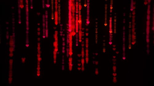 Romantic Falling Red Hearts Particle Background Animation