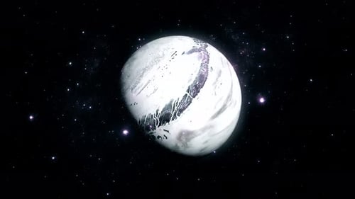 Abstract Icy Planet Rotating in Starry Space