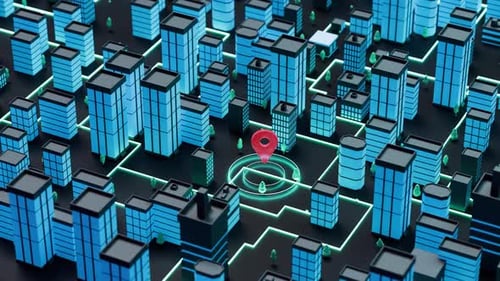 Animated 3D City Map with Location Pin Reveal