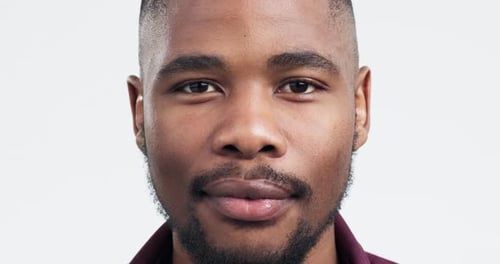Happy, smile and face of a black man in a studio with dental care, hygiene or wellness