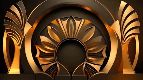 Elegant Gold Art Deco Stage Background Animation