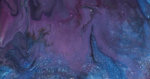 Sparkling Fluid Art: Blue and Purple Swirls