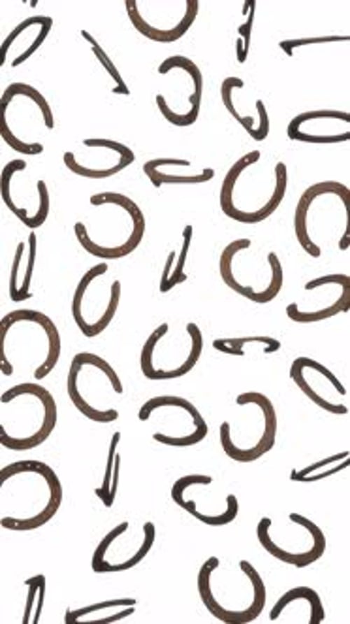 Falling Horseshoes Pattern Animation on White Background