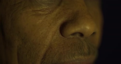 Close Up View of a Persons Face Highlighting Skin Texture and Expression
