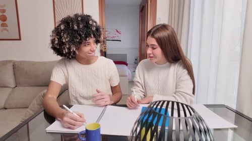 Young Adults Studying Together Indoors