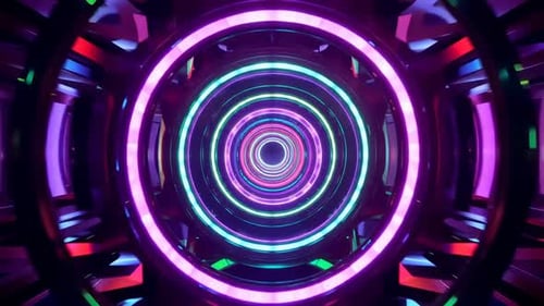 Tunnel circulaire futuriste au néon de science-fiction VJ Loop Motion Graphi