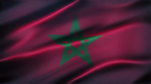 Moroccan Flag Waving Loop Motion Background