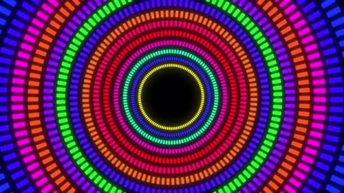 Colorful glowing Circle Disco Music Background. Vj Loop Animation Of Disco Dancing Background, Party