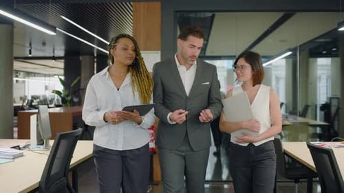 A Diverse Business Team Working Together Collaboratively in a Modern Office Environment