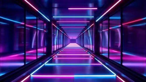 Futuristic Neon Tunnel Loop Background Animation