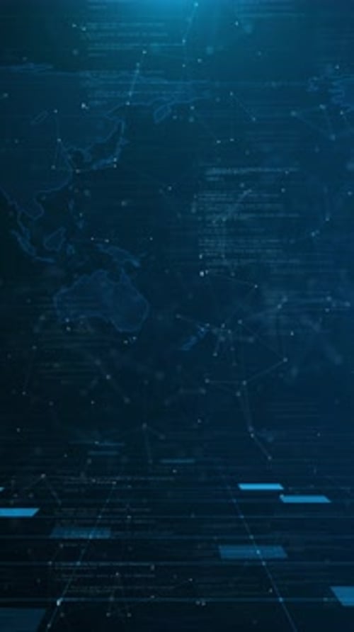 Connections Ai Network on Red Line 3d Earth Animation hologram information blocks, ai construction l