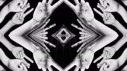 Victory Fingers Hands Cosmic Background