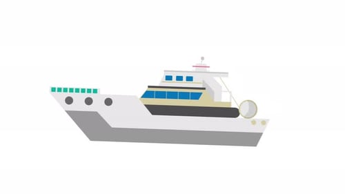 Animated Flat Design Yacht for Travel Videos