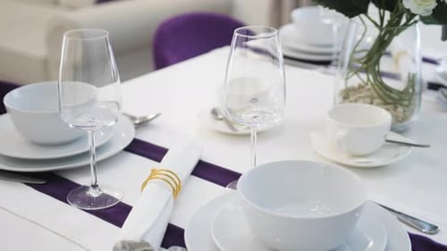 Formal Table Setting for Dinner Indoors