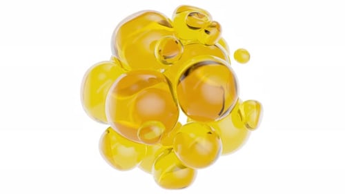 Abstract Golden Fluid Spheres Morphing Seamless Loop Background