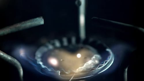 Gas Burns in the Kitchen Burner Filmed on a Highspeed Camera at 1000 Fps