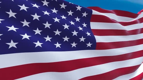 Waving American Flag Close Up