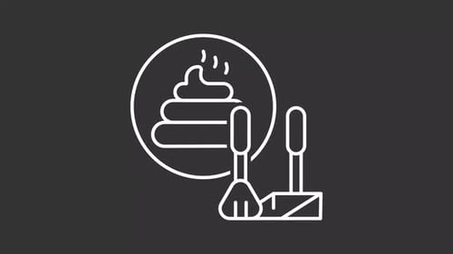 Animated Pet Poop Icon with Scoop and Brush