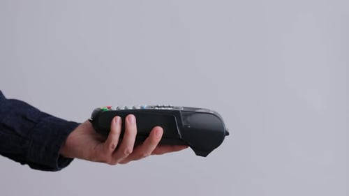 Close Up Woman Customer Pays with Contactless Nfc Payment Technology on Smartphone in Customer Uses