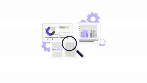 Animated Data Analysis and Business Charts in Flat Design Style