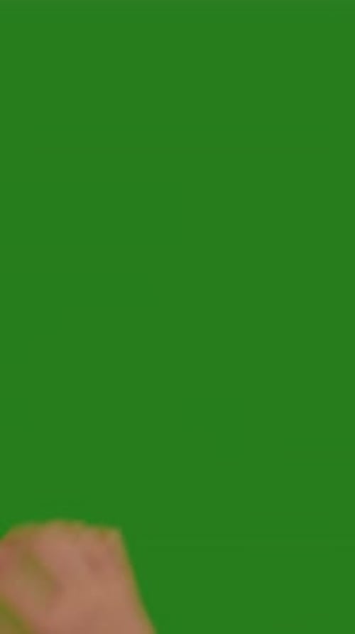Hand making symbol gestures pack of finger on chroma key green screen background.