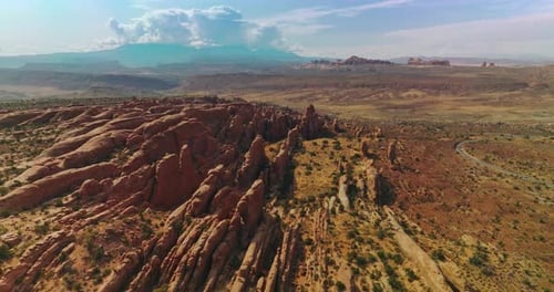 Desert Red Rock Formations Aerial View
