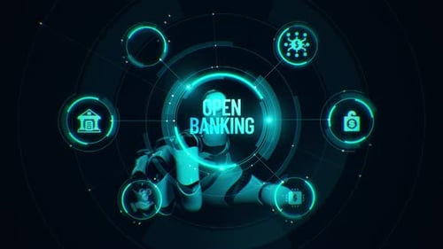 Pantalla táctil robótica de Open Banking con Íconos