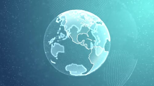 3D Blue Digital Earth Rotating Network Alpha Channel