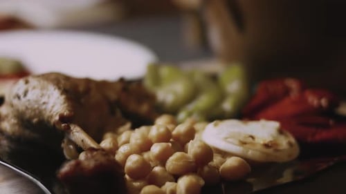 Close-up of a Chicken Dish with Vegetables