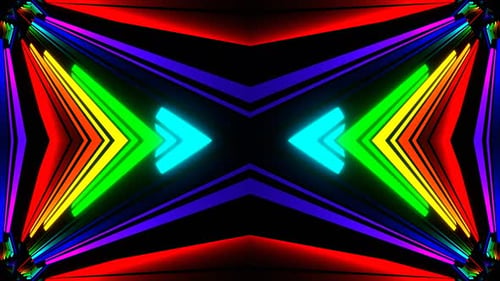 Mehrfarbiger Hex-Neonlinien-Kaleidoskop-Hintergrund VJ Loop In 4K