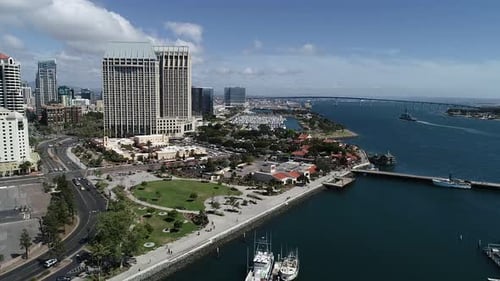 San Diego Embarcadero and Coronado Bridge Aerial