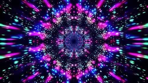 Abstract 4K Motion Graphic Loop of a Glowing Neon Particle T
