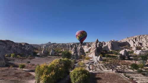 Colorful Lonely Balloon In The Valley Of Love In Cappadocia