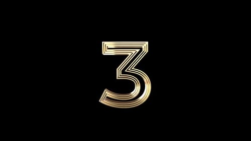 Golden Metallic Layered Numbers Countdown Animation