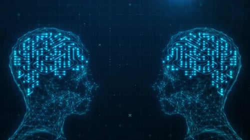 Artificial Intelligence and Machine Learning Concept. Abstract technology circuit board in head