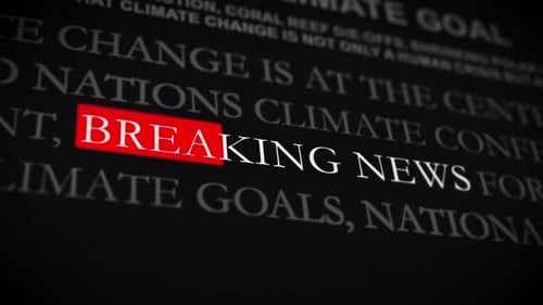 Detailed close-up view of 'Breaking News' embedded in background text