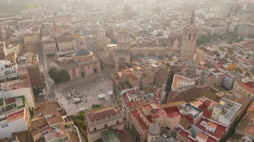 Aerial View of Valencias Historic District Featuring Its Iconic Landmarks and Beauty