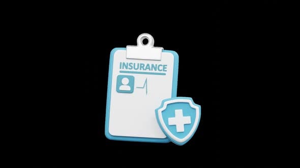 3D Medical Insurance Policy on Clipboard Animated Icon, Backgrounds ...
