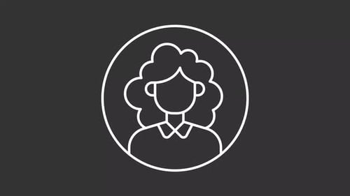 Animated curly haired woman avatar white icon
