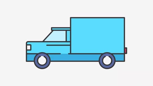 Animated Flat Design Delivery Truck Moving Icon