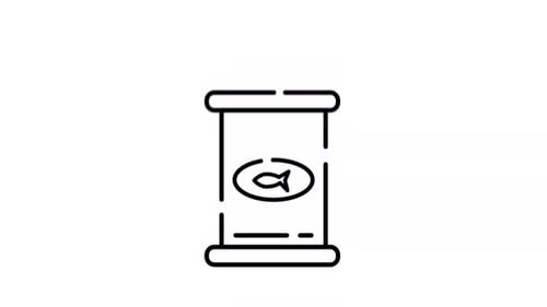 Minimalist Animated Line Art Fish Can Icon