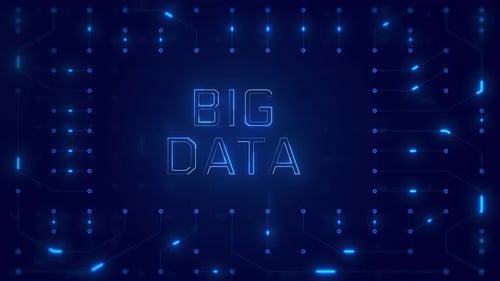 Texte Word Big Data avec conception de circuits imprimés au néon ou conception de semi-conducteurs informatiques