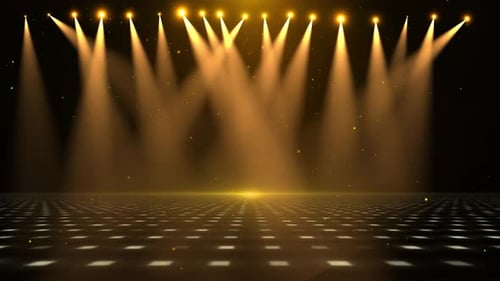Golden Stage Spotlights for Awards and Event Broadcasts