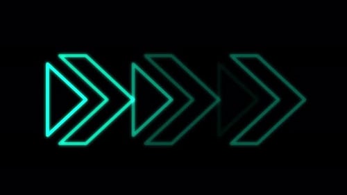 Animation of Blue Neon Arrow Pointing Right on black background