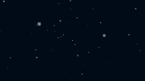 Motion graphics falling snow on black background.